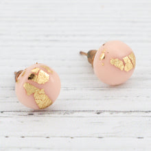 Load image into Gallery viewer, Pink with gold foiling stud earrings