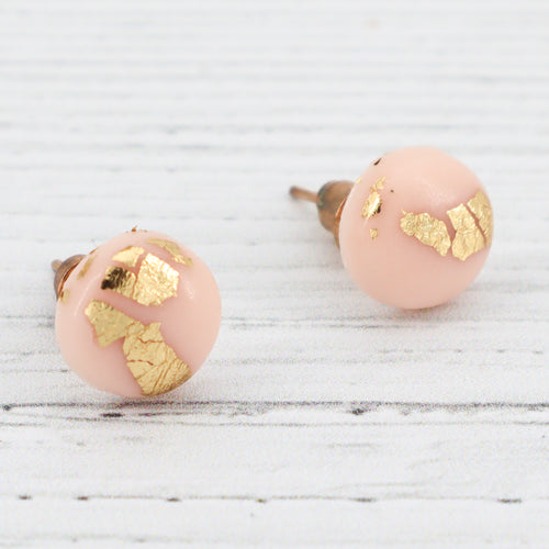 Pink with gold foiling stud earrings