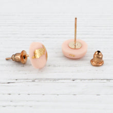 Load image into Gallery viewer, Pink with gold foiling stud earrings