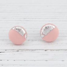 Load image into Gallery viewer, Light pink with silver foiling stud earrings