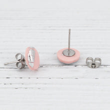 Load image into Gallery viewer, Light pink with silver foiling stud earrings