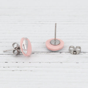 Light pink with silver foiling stud earrings