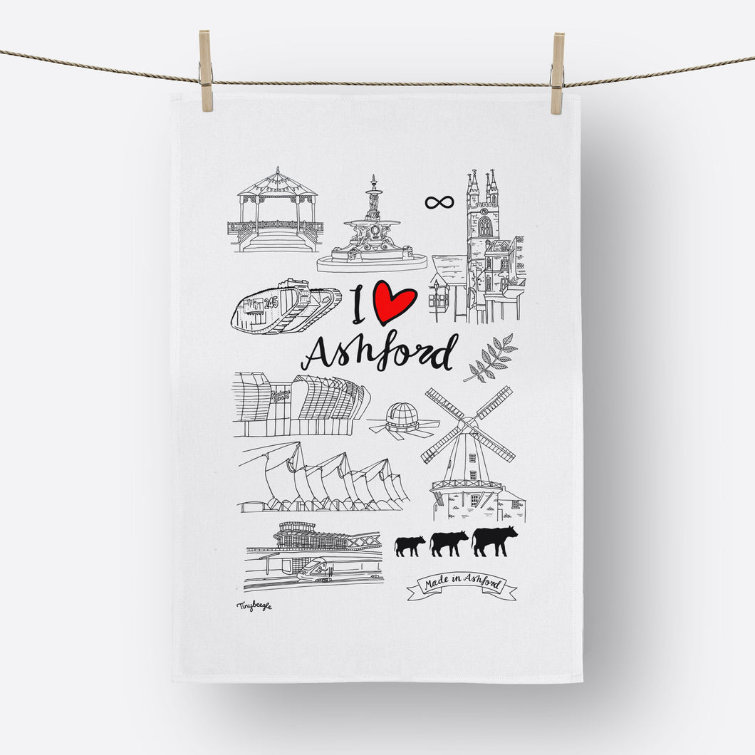 I love Ashford illustrated tea towel
