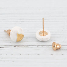 Load image into Gallery viewer, White with gold foiling stud earrings