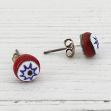 Load image into Gallery viewer, Venetian milifiori coloured glass stud earrings