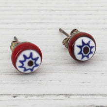 Load image into Gallery viewer, Venetian milifiori coloured glass stud earrings