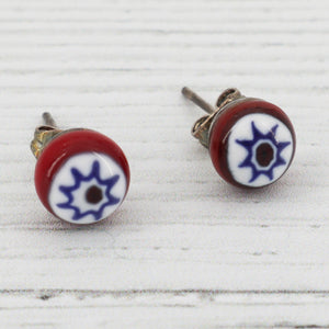 Venetian milifiori coloured glass stud earrings