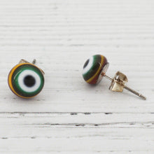 Load image into Gallery viewer, Venetian milifiori coloured glass stud earrings