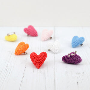 Crochet heart brooch