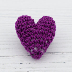 Crochet heart brooch