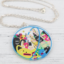 Load image into Gallery viewer, Double sided space creature urban art pendant necklace