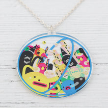 Load image into Gallery viewer, Double sided space creature urban art pendant necklace