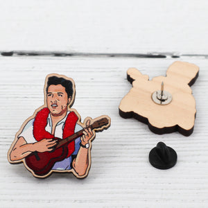 Elvis wooden pin badge