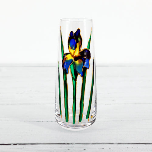 Hand painted rounded iris vase