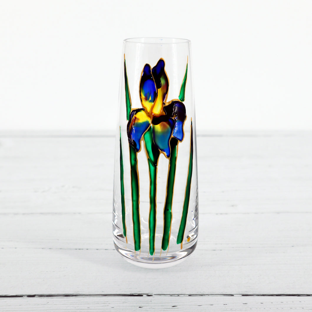 Hand painted rounded iris vase