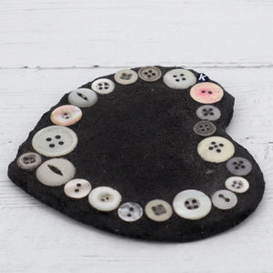 Heart slate with buttons coaster