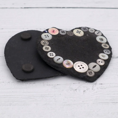 Heart slate with buttons coaster