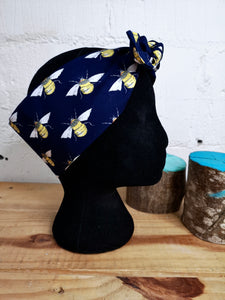 Headscarf in Navy bee cotton