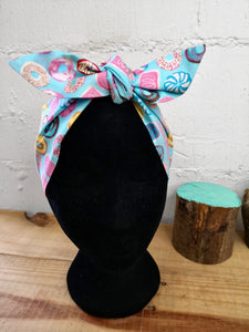 Headscarf in light blue pastel doughnut cotton