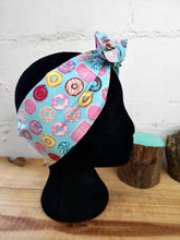 Load image into Gallery viewer, Headscarf in light blue pastel doughnut cotton