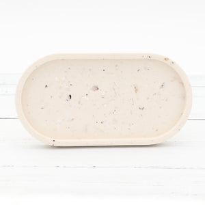 Handmade jesmonite oval tray - coloured variations with sea shells detail
