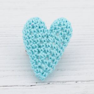 Crochet heart brooch