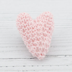 Crochet heart brooch