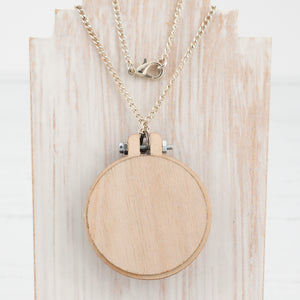 Love heart and scroll tattoo hand embroidered necklace