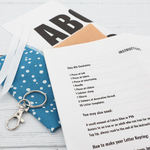 Make your own fabric letter keyring kit