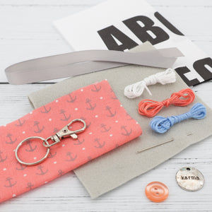 Make your own fabric letter keyring kit