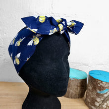 Load image into Gallery viewer, Headscarf in Navy bee cotton