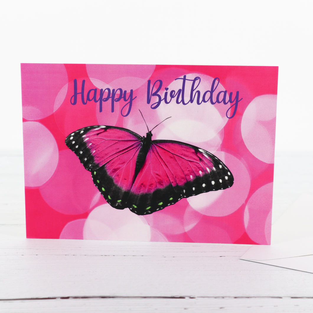 Pink butterfly birthday card