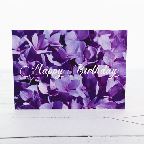 Purple flowers birthday card