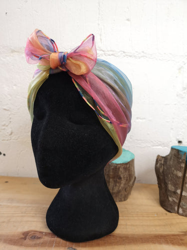 Rainbow Chiffon Square Headscarf Rainbow Trim