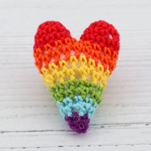 Load image into Gallery viewer, Crochet heart brooch