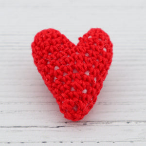 Crochet heart brooch