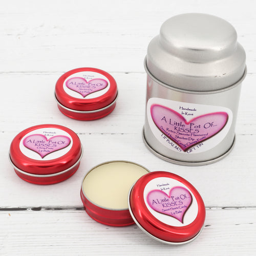 A little pot of kisses retro sweets flavoured lip balms gift tin
