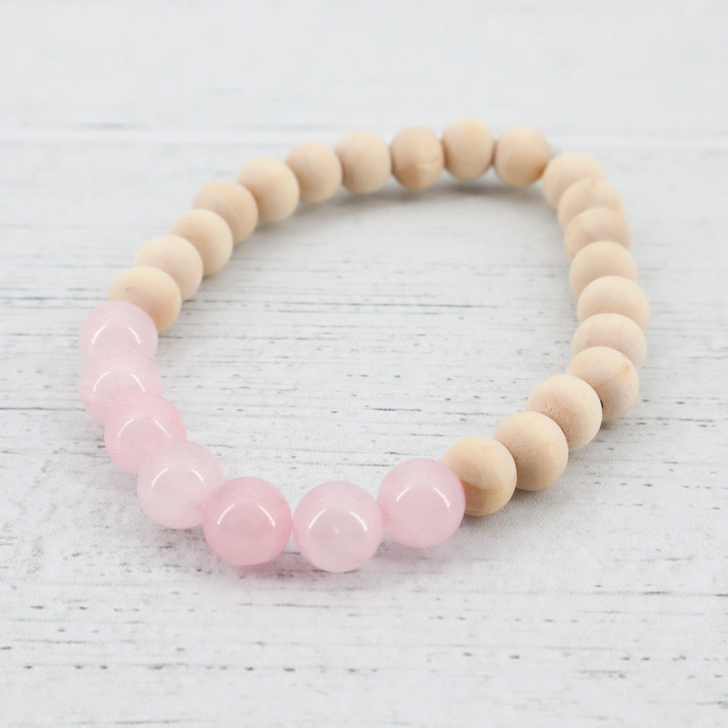 Rose quartz wooden bracelet