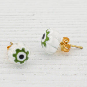 Venetian milifiori coloured glass stud earrings