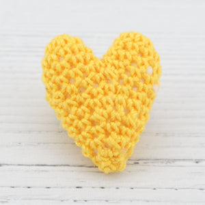 Crochet heart brooch