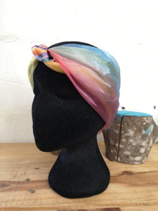 Rainbow Chiffon Square Headscarf Rainbow Trim