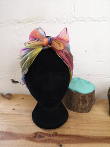 Rainbow Chiffon Square Headscarf Rainbow Trim